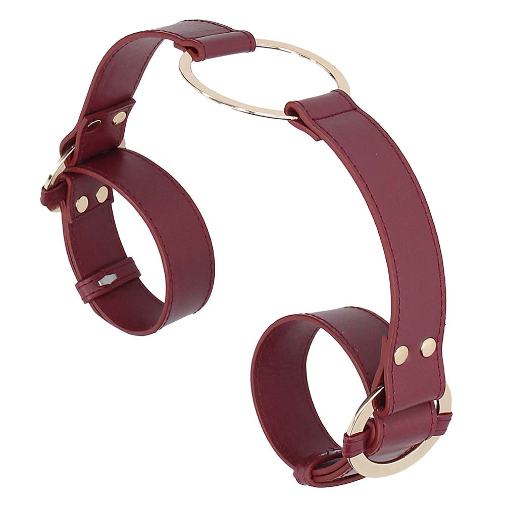 Ouch! Halo Handcuffs with Connector: Luxurious Burgundy Bondage for Exquisite Control