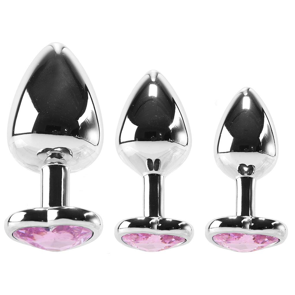 Booty Sparks Heart Gem Anal Plug Trio - Premium Aluminum Set