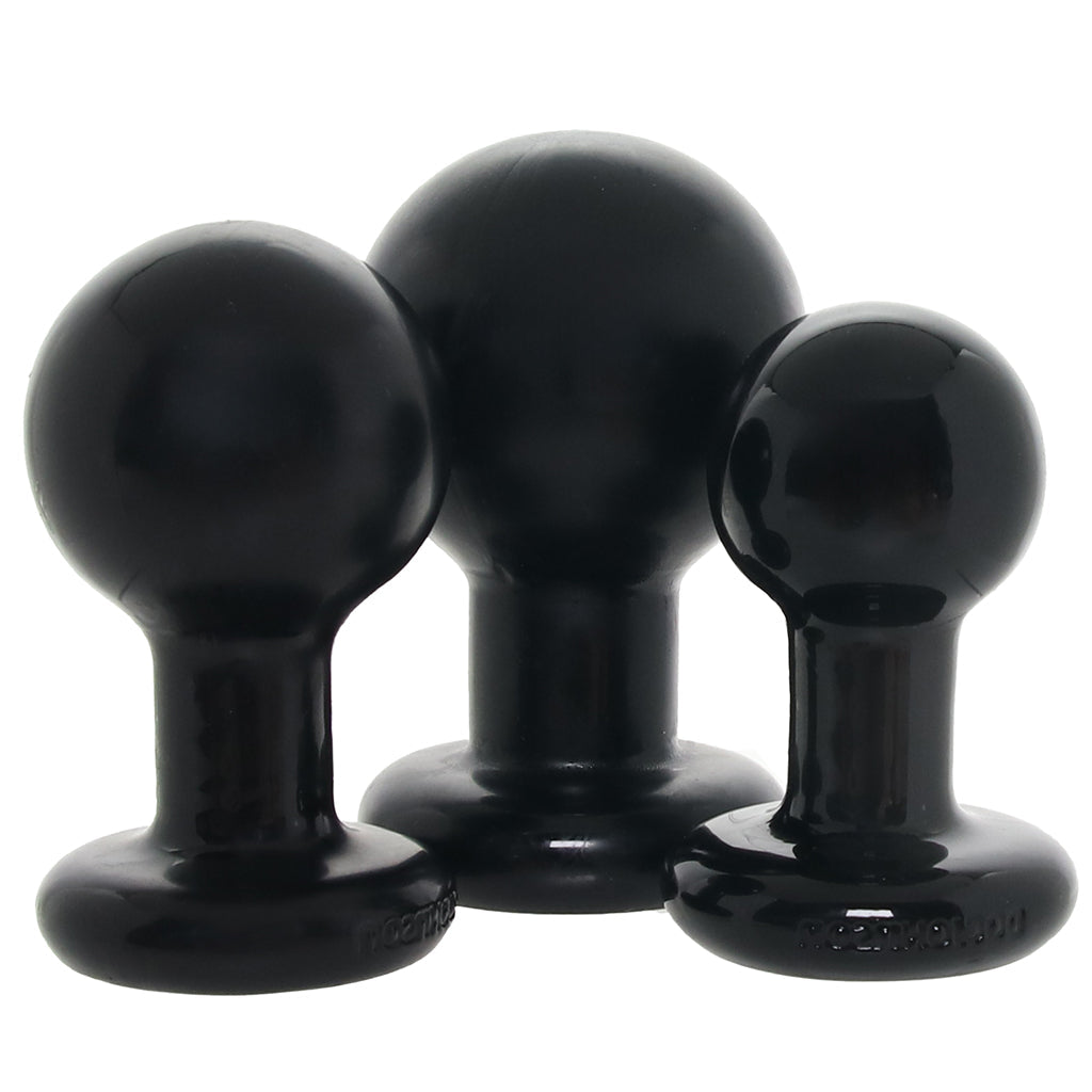 The Classic Round 3 Piece Butt Plug Set in Black