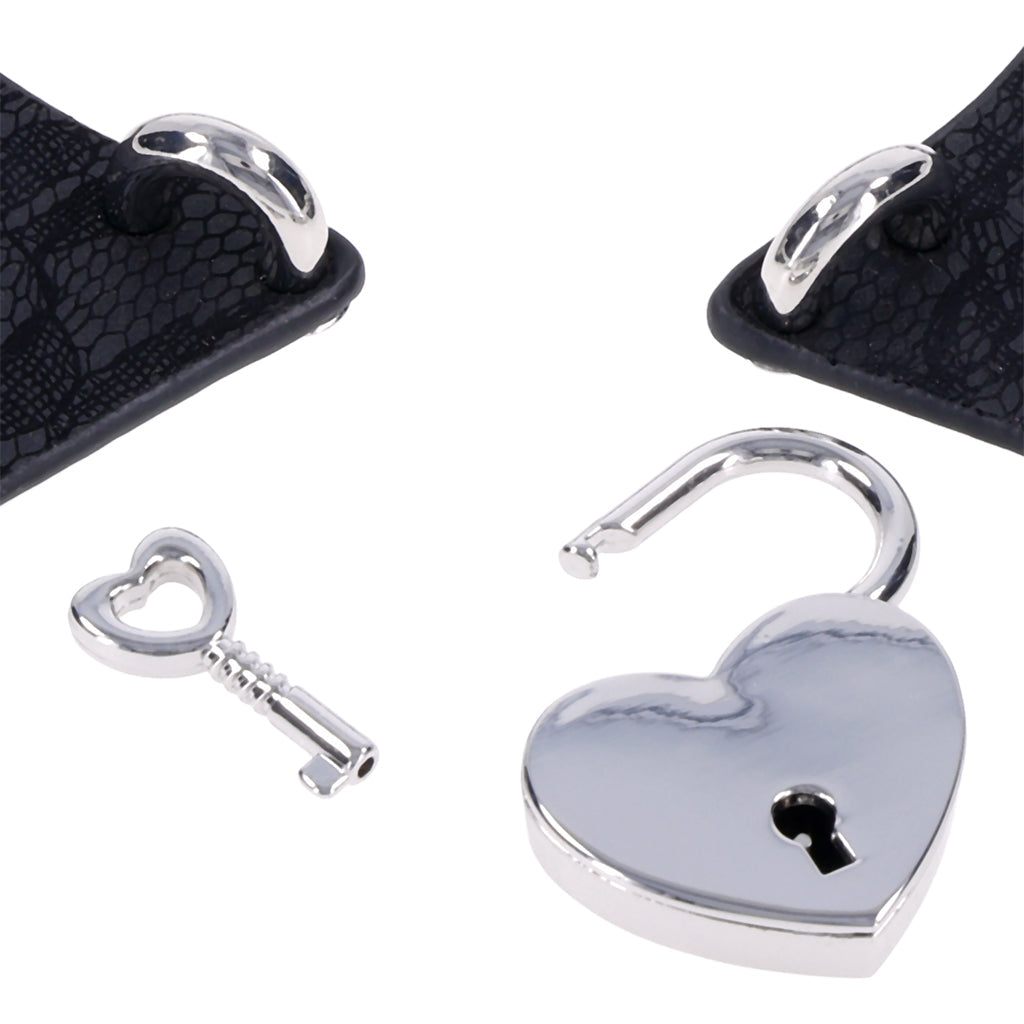 S&M Heartbound Lace Day Collar: Lockable Elegance for Everyday Allure & Intimate Play