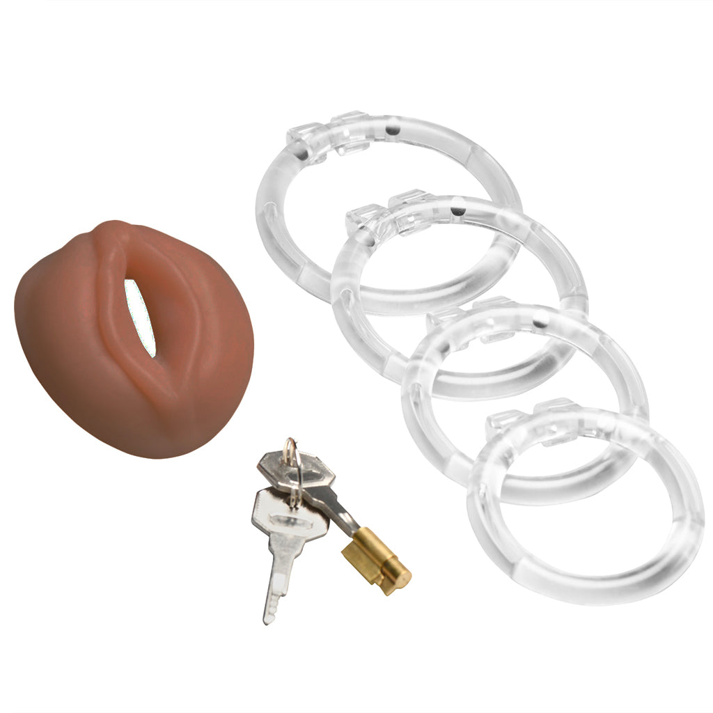 Master Series Pussy Chastity Cage Tan | Luxury TPE for Denial & Control