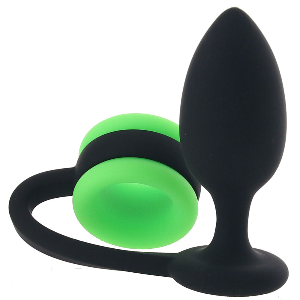 Ouch! Luminescent Pleasure: Glow-in-the-Dark Dual-Action Butt Plug with Cock Ring