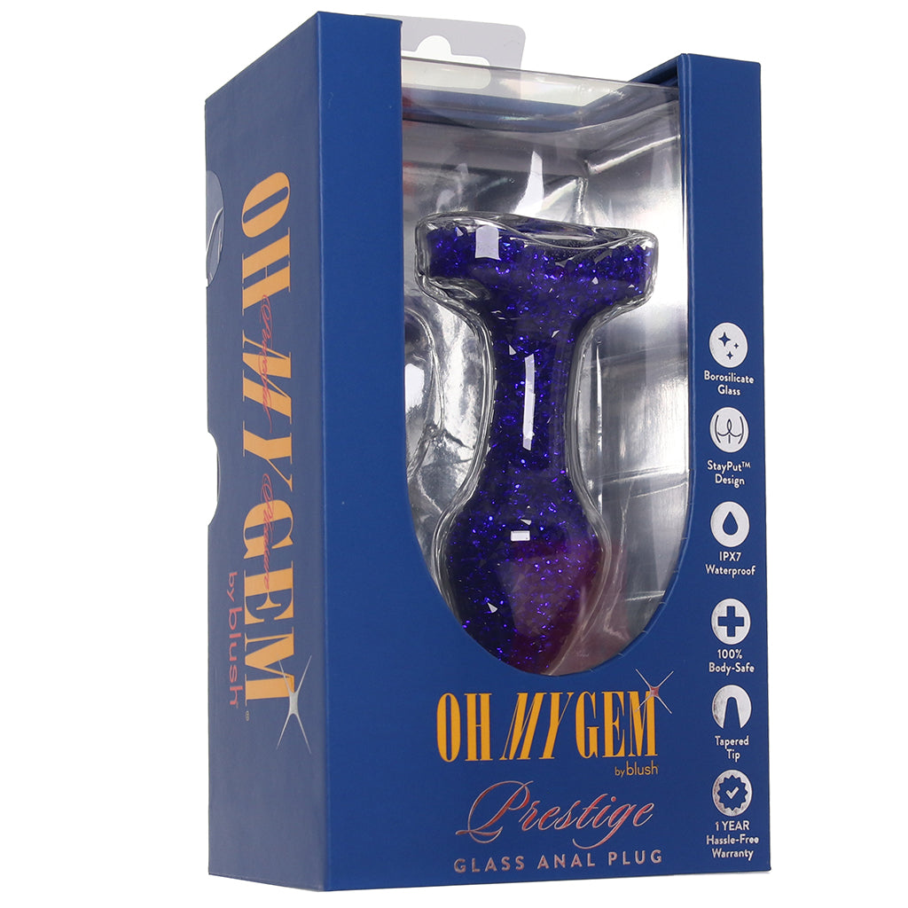 Oh My Gem Lustre Glass Butt Plug in Blue