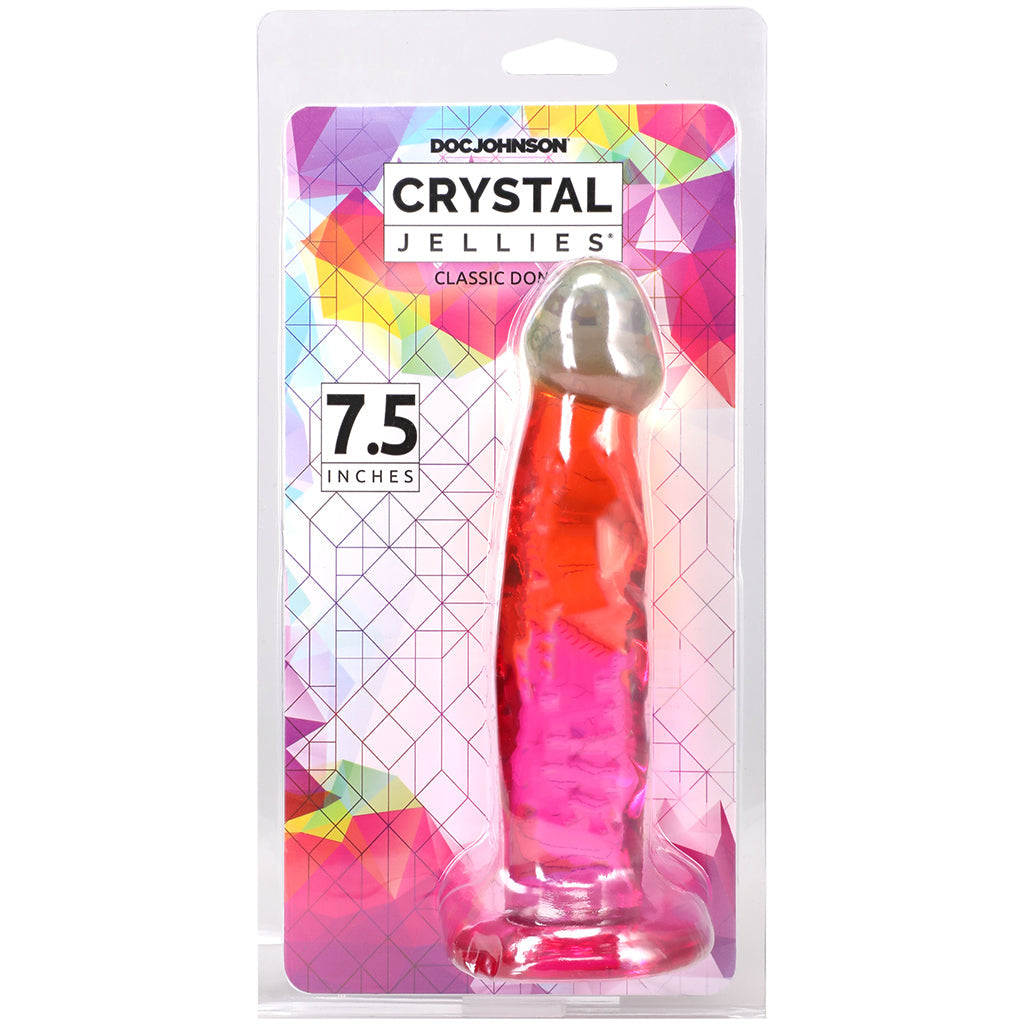Crystal Jellies 7.5 Inch Ripple Classic Dildo in Rainbow