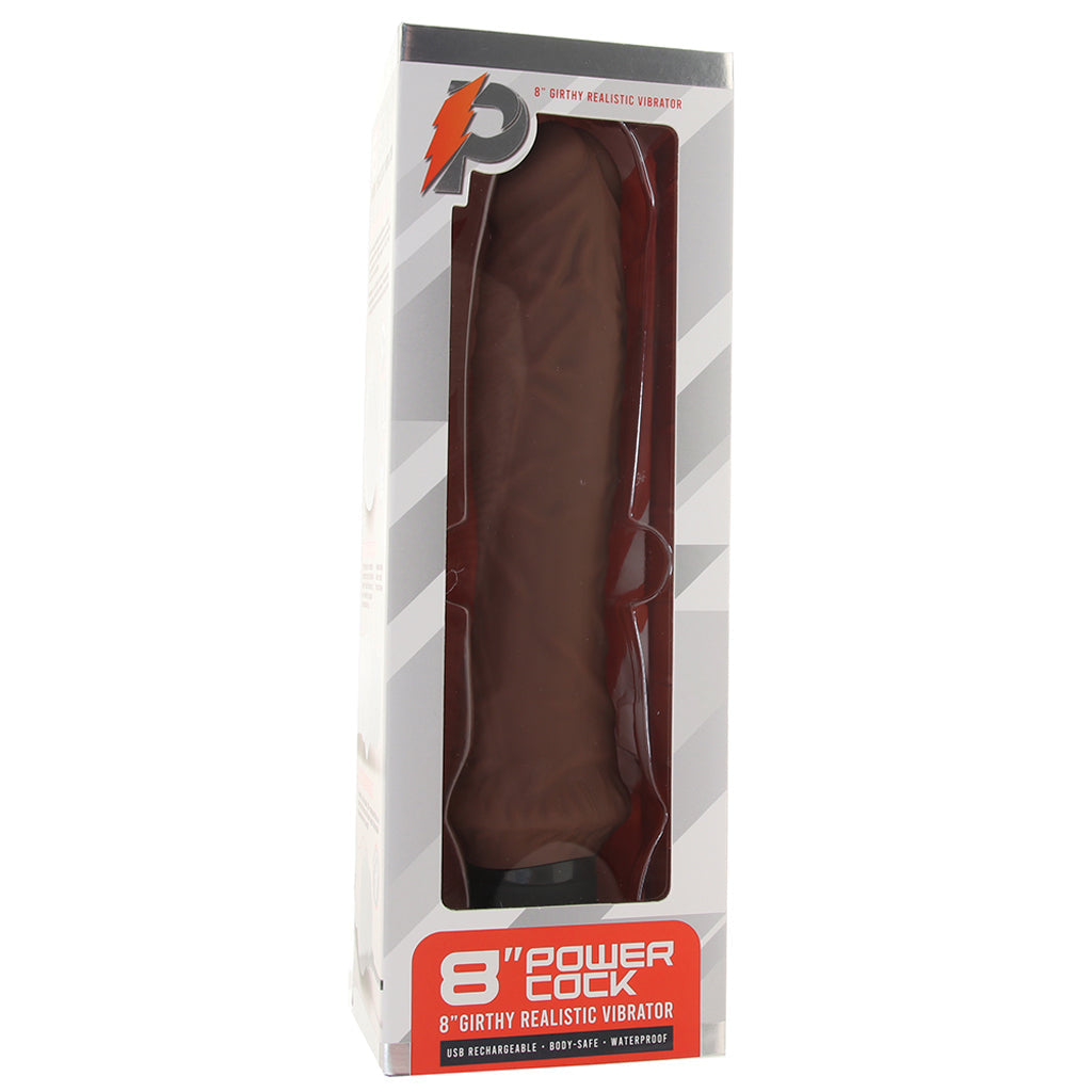 Power Cock 8 Inch Girthy Realistic Vibe in Dark Brown