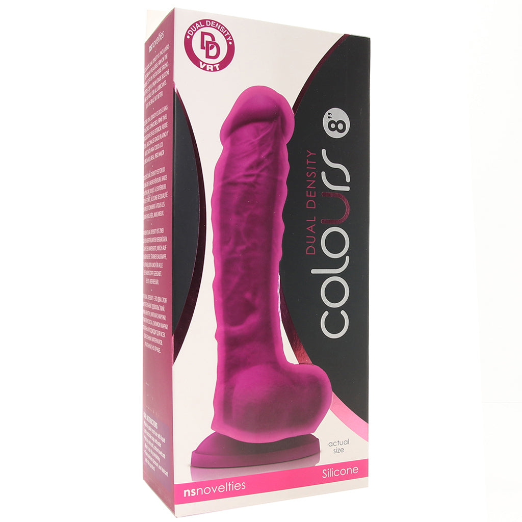 Colours 8 Inch Dual Density Silicone Dildo in Purple