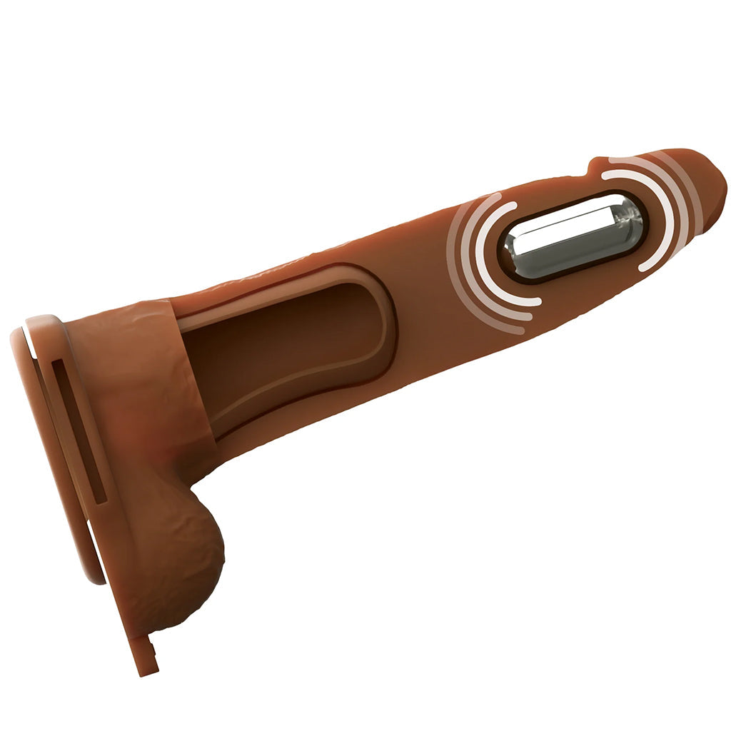 Fantasy X-tensions 7 Inch Hollow Strap-On Vibe in Brown