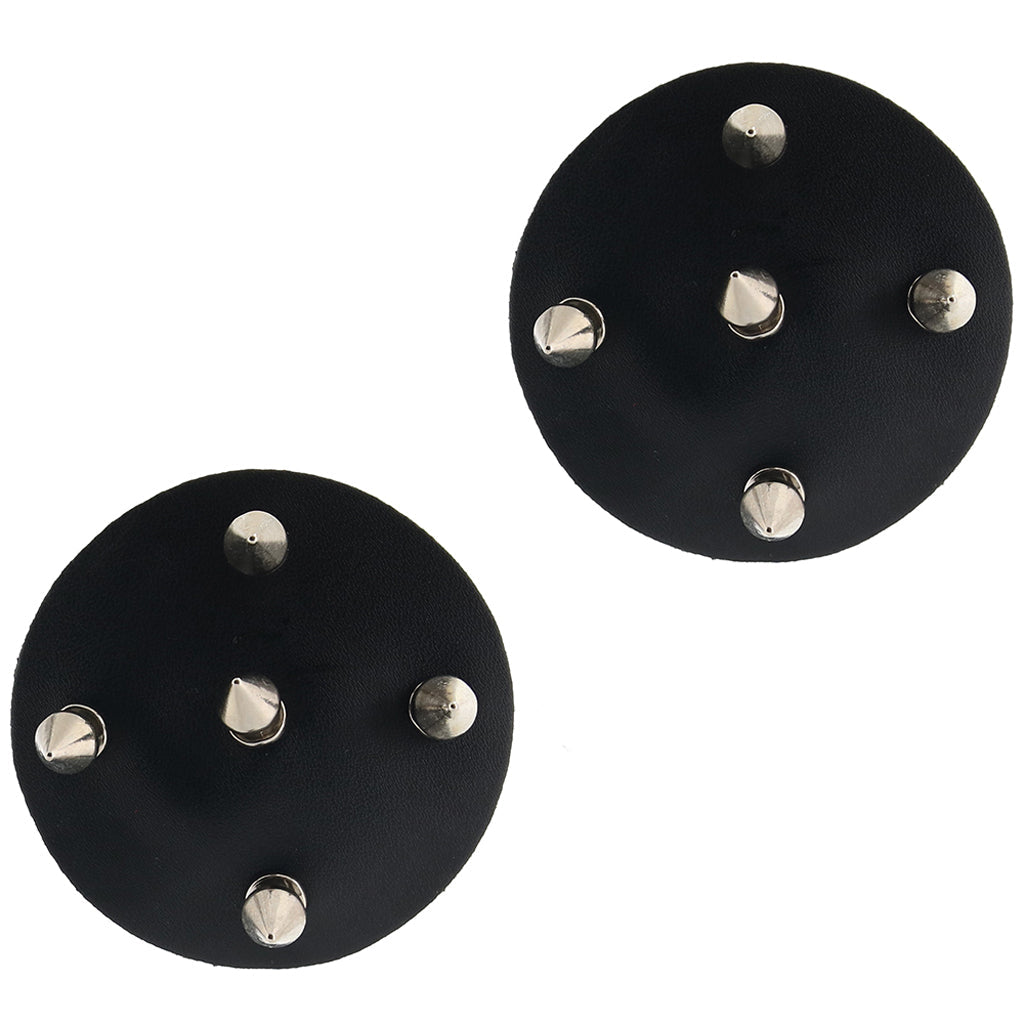 Nipple Couture Black Studded Reusable Pasties – Faux Leather Adhesive Nipple Covers