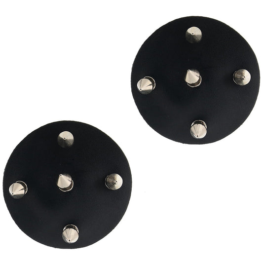 Nipple Couture Black Studded Reusable Pasties – Faux Leather Adhesive Nipple Covers