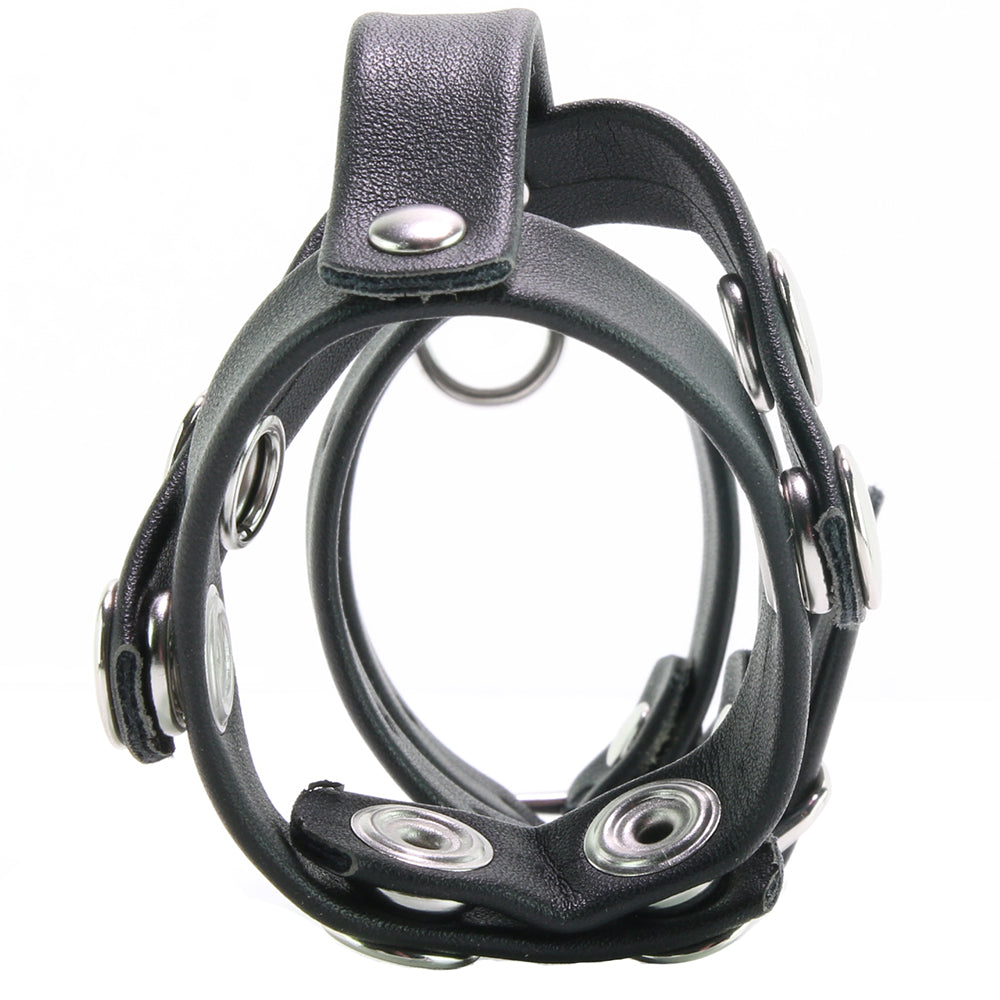 Blueline Men Blue Line Double Cock & Ball Strap with Leash Lead – Faux Leather Power & Pleasure