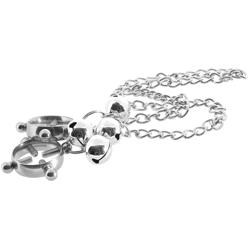 CalExotics Nipple Grips: 4-Point Press with Bells for Exquisite Nipple Play & Temperature Sensations