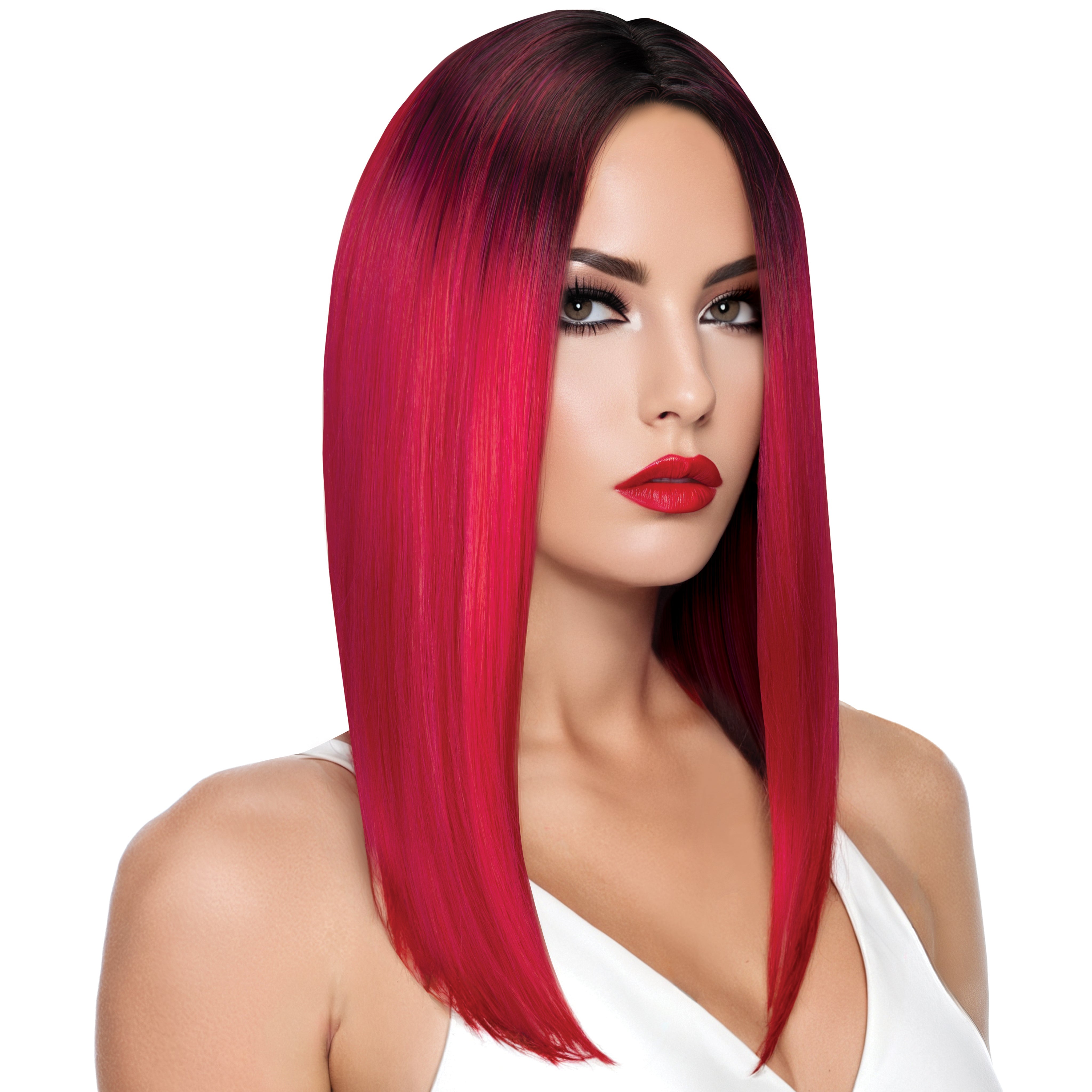 Rose Straight Wig in Red & Black