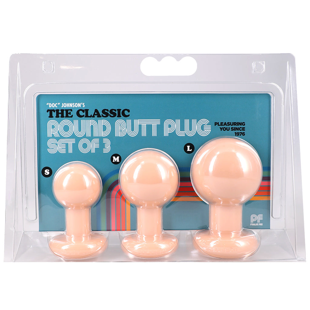 The Classic Round 3 Piece Butt Plug Set in Cream