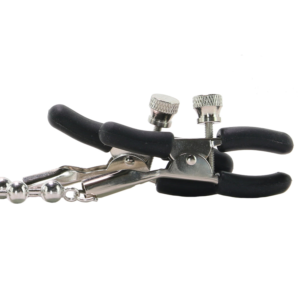 CalExotics Silver Beaded Nipple Clamps - Adjustable Luxury Nipple Play