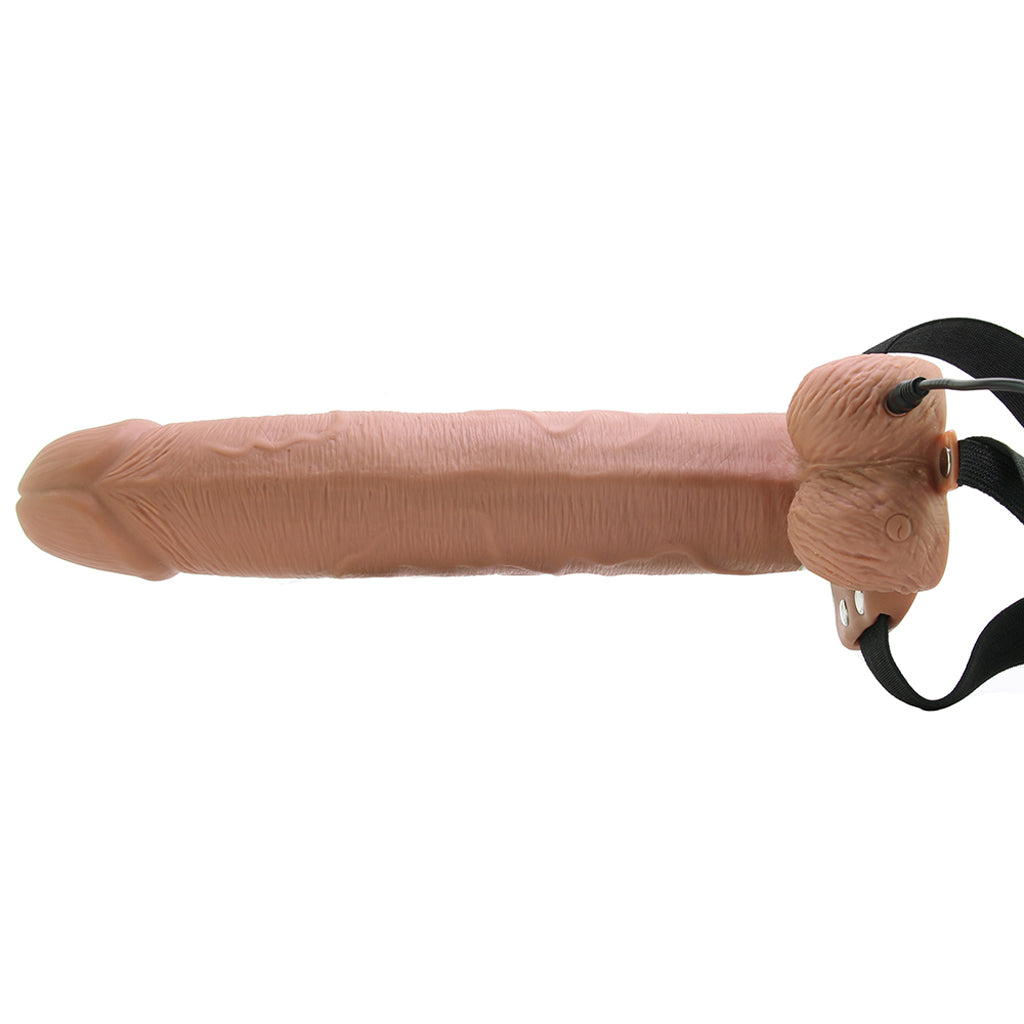 Fetish Fantasy Series 10 Inch Hollow Vibrating Strap-On with Remote in Tan - Vibrators - HoneyHugs Canada (View 3)