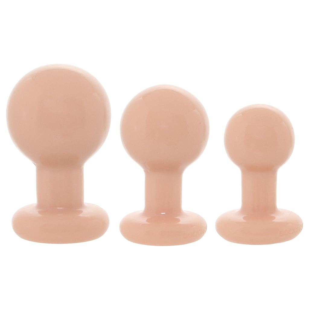 The Classic Round 3 Piece Butt Plug Set in Cream