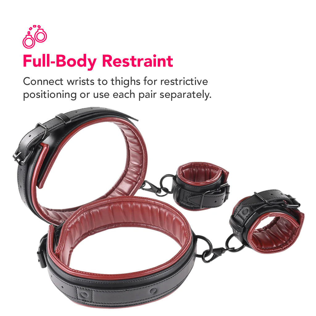 Saffron Deluxe Vegan Leather Thigh & Wrist Cuff Set | Sportsheets Versatile Restraints