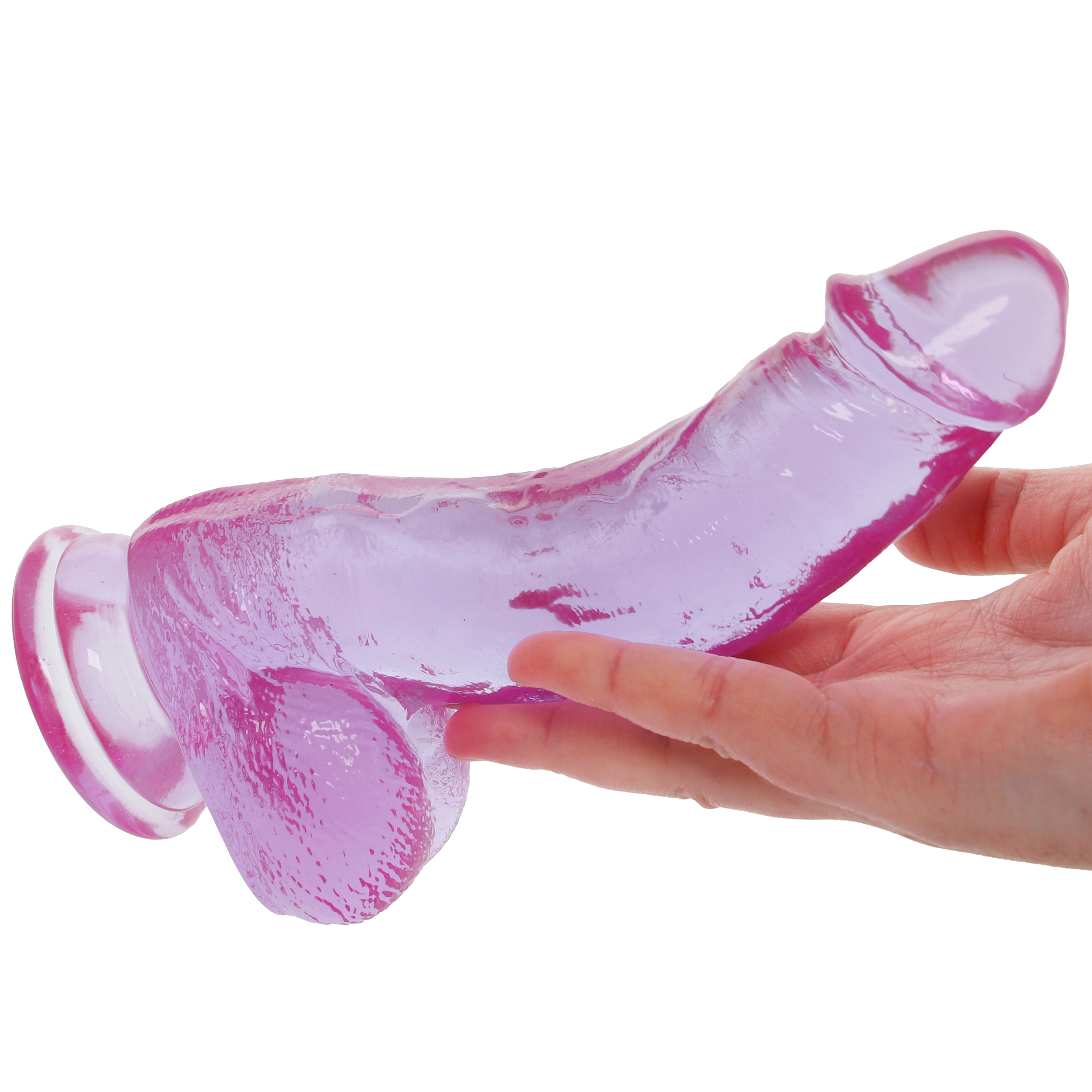 Crystal Jellies 7 Inch Curved Ballsy Dildo in Purple