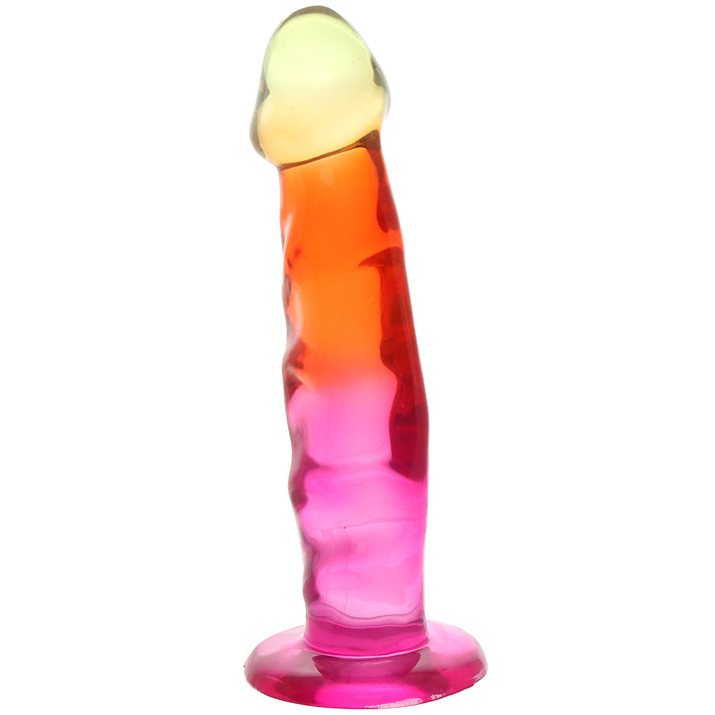 Crystal Jellies 7.5 Inch Ripple Classic Dildo in Rainbow