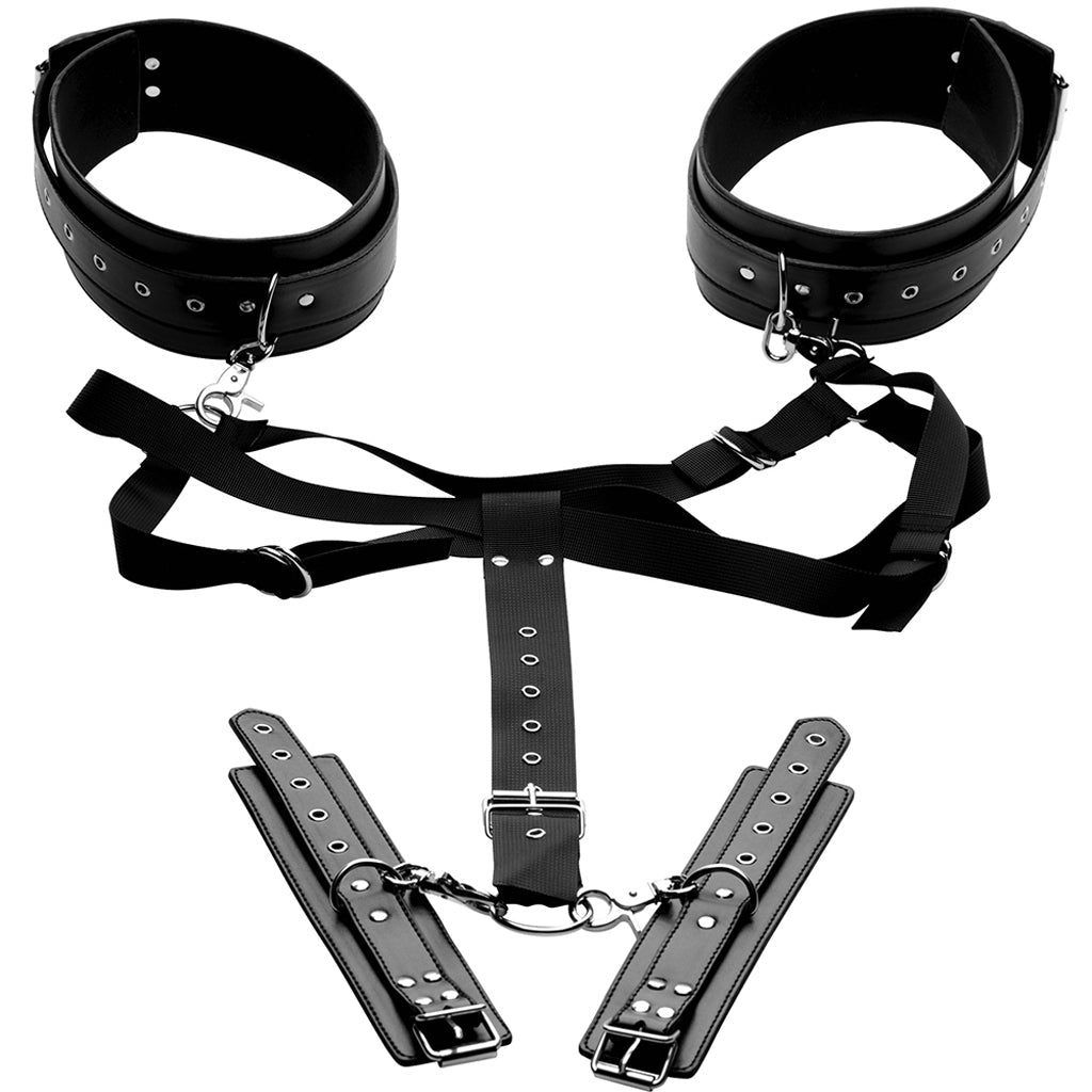Master Series Acquire Thigh & Wrist Harness - Luxurious Padded Vegan Leather Restraint