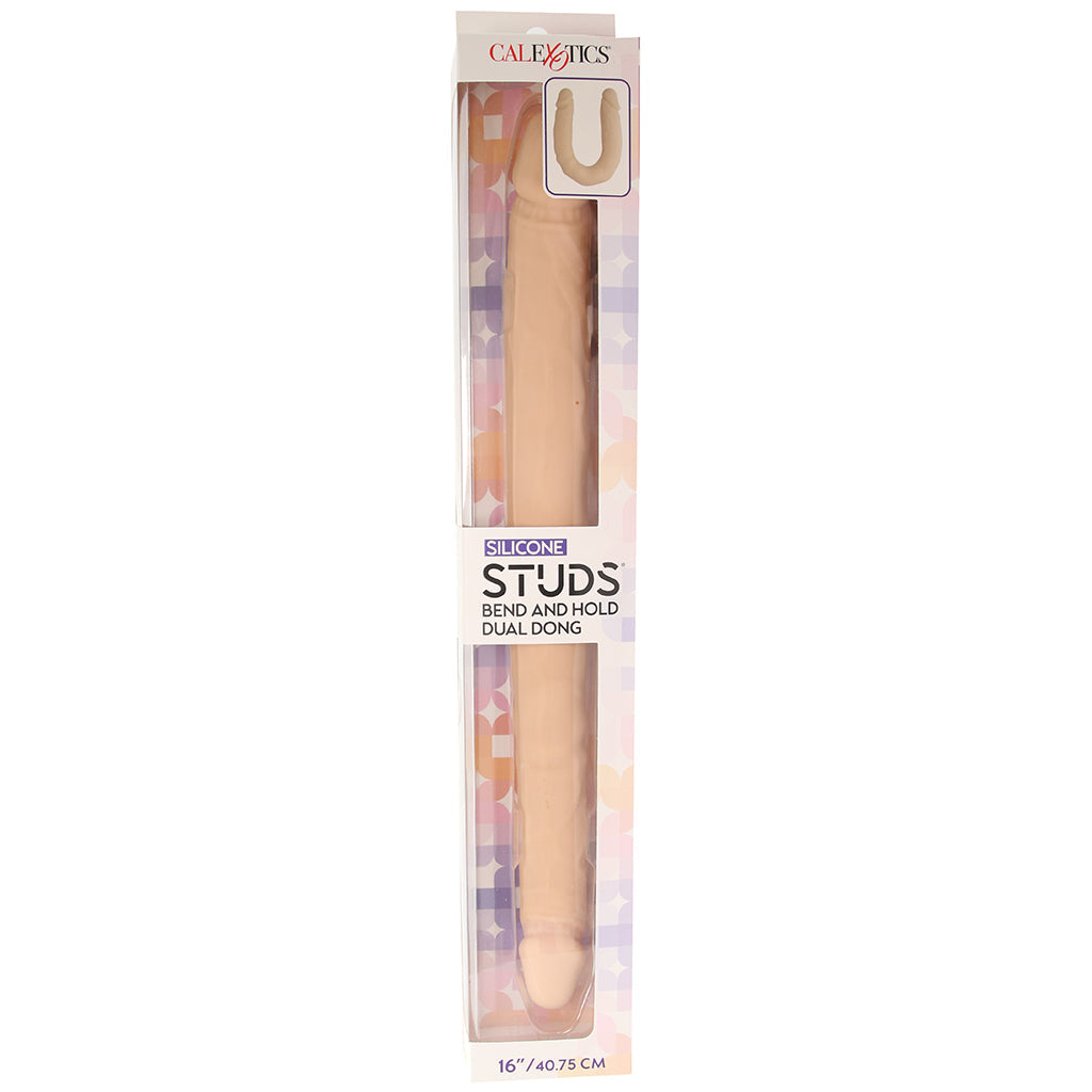 Silicone Studs Bend & Hold 16 Inch Double Dildo in Light