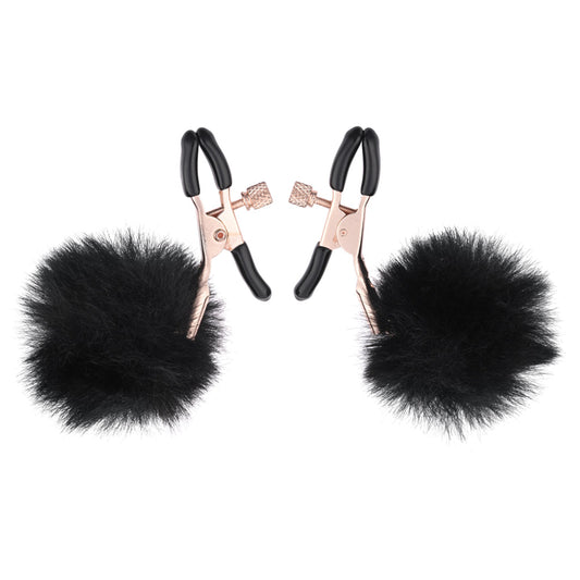 Sex & Mischief Puff Nipple Clamps - Luxurious Fuzzy Sensation