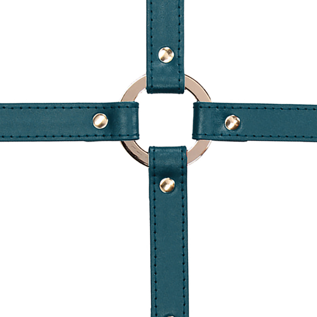 Ouch! Halo Hogtie Connector in Verdant Green Vegan Leather for Exquisite Restraint