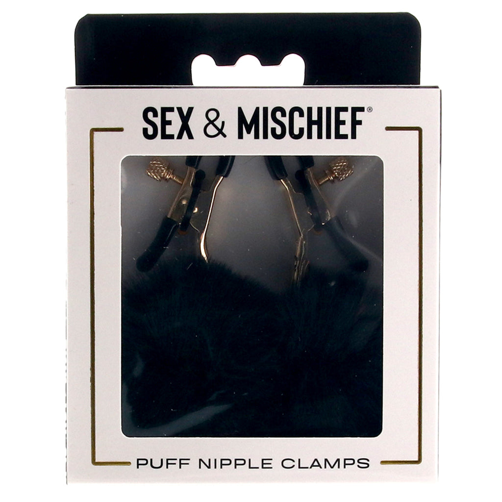 Sex & Mischief Puff Nipple Clamps - Luxurious Fuzzy Sensation
