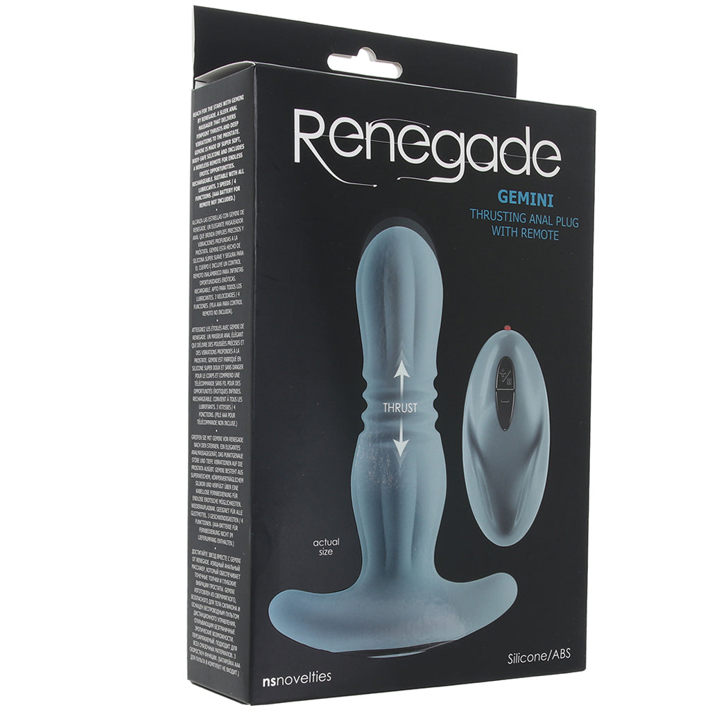 Renegade Gemini Thrusting Anal Plug with Remote in Grey
