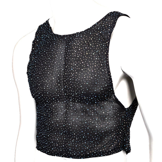 Radiance Iridescent Muscle Tank: Sheer Mesh & Sparkling Rhinestones