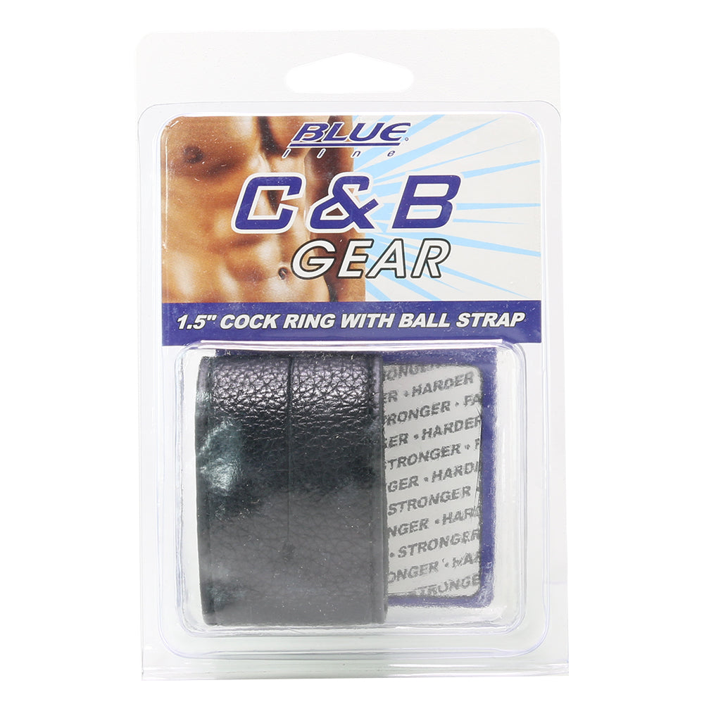Blue Line 1.5 Inch Cock Ring with Ball Strap