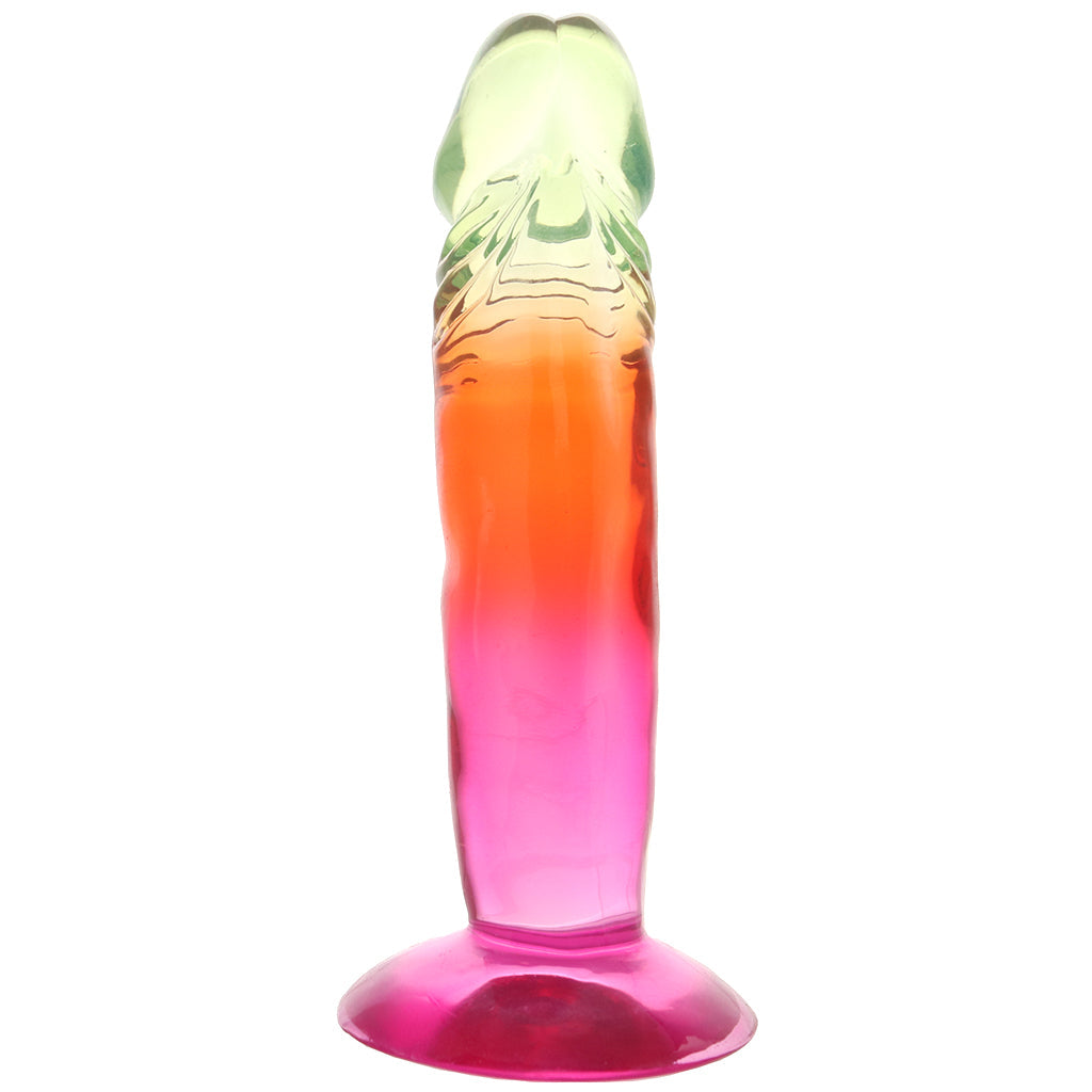 Crystal Jellies 6.5 Inch Classic Dildo in Rainbow
