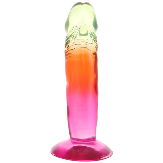 Crystal Jellies 6.5 Inch Classic Dildo in Rainbow