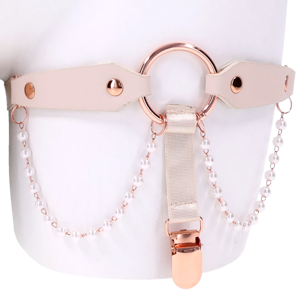S&M Peaches 'n CreaMe Pearl Garters | Luxury Adjustable Thigh Straps