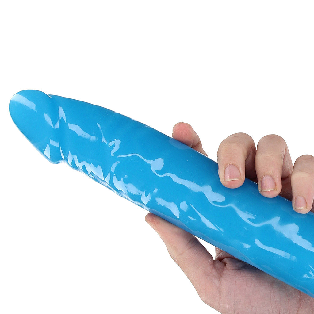 RealRock Glow In The Dark 11 Inch Slim Dildo in Blue