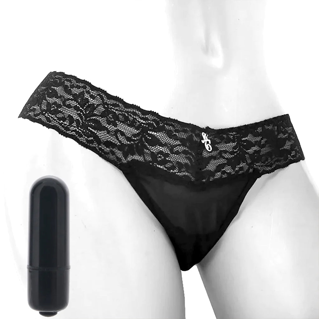 Hustler Toys Vibrating Panties with Hidden Vibe Pocket Black /M - Vibrators - HoneyHugs Canada