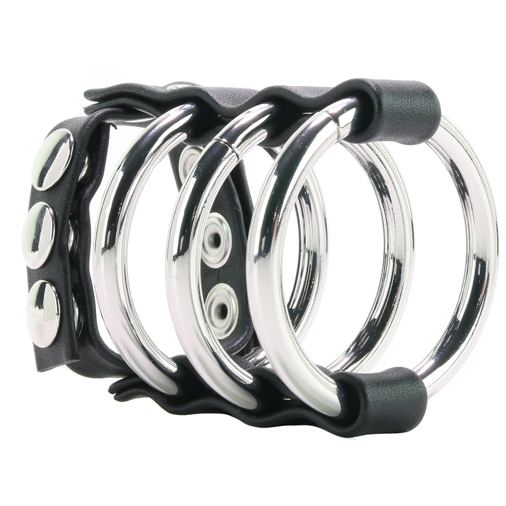 Blue Line Triple Metal C-Ring: Command Pleasure, Control Climax with Adjustable Ball Strap