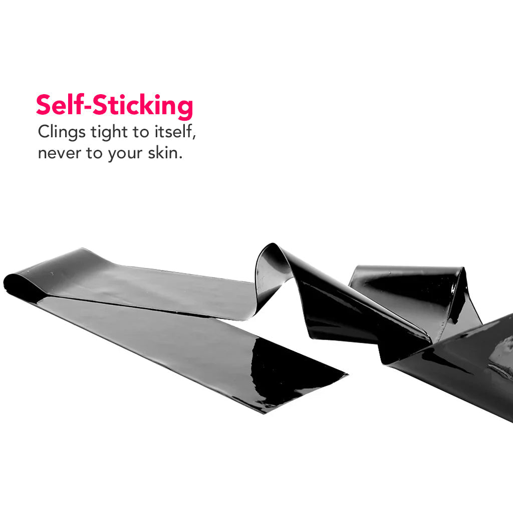 Ouch! Silken Grip Bondage Tape - Glossy Black Self-Adhering Restraint