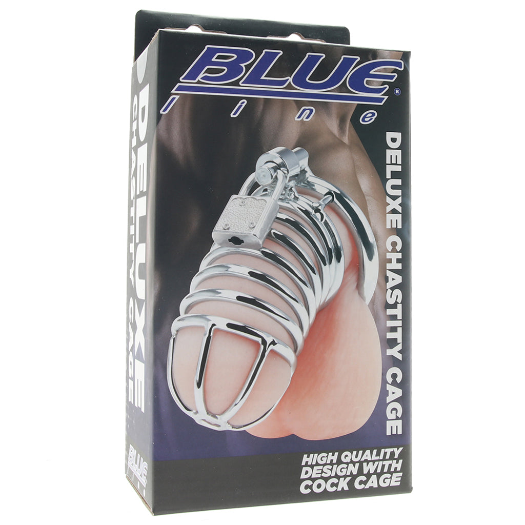 Blue Line Deluxe Silver Steel Chastity Cage – Ultimate Control & Luxury