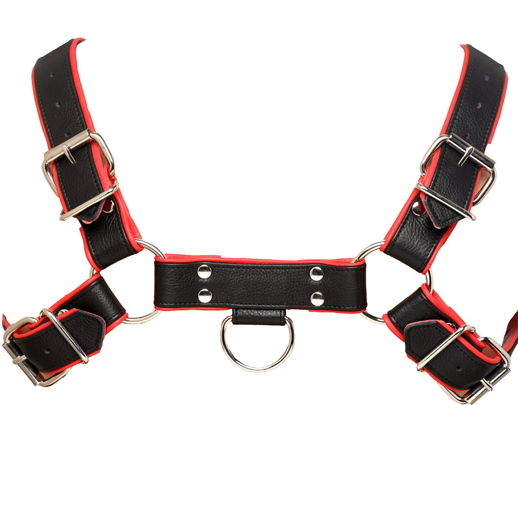 Strict Leather English Bulldog Harness: Master Your Style - Premium Red & Black Bondage