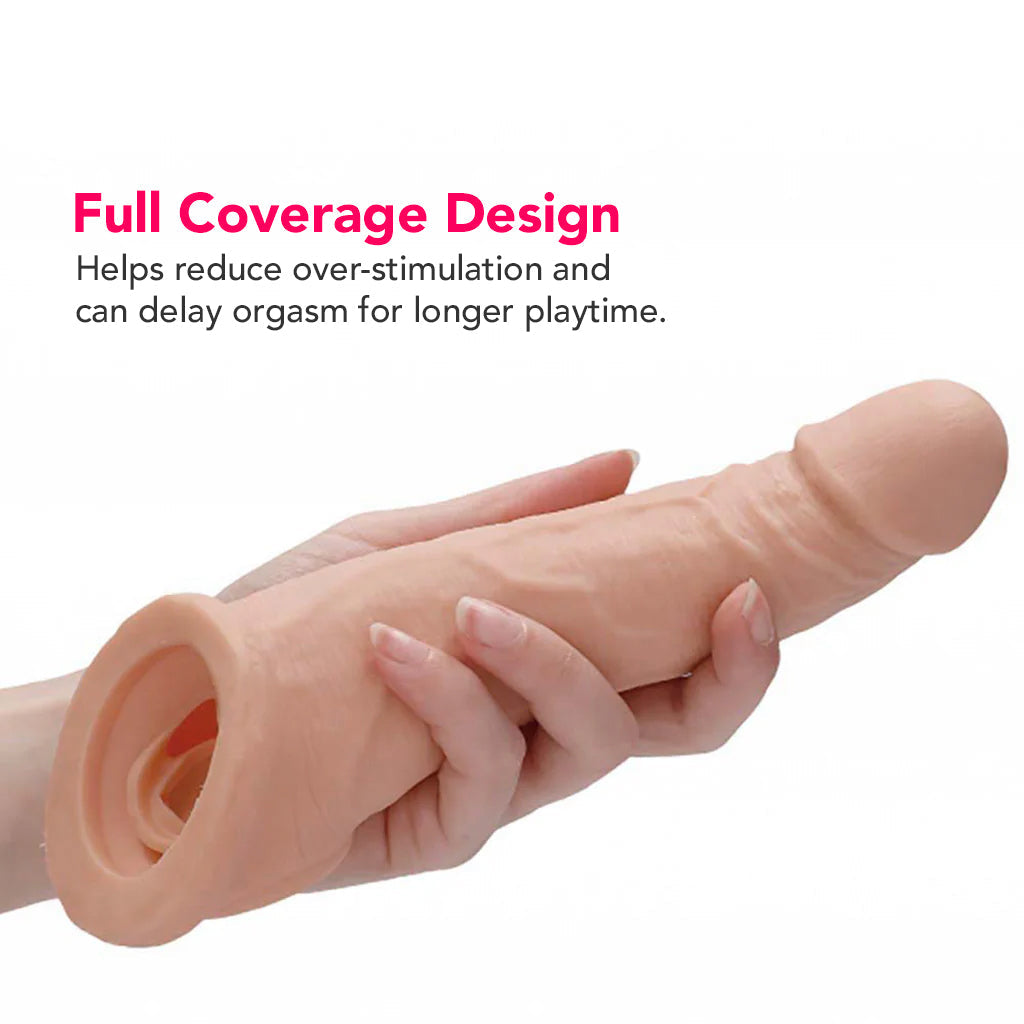 RealRock Penis Sleeve 8 Inch Extender in White