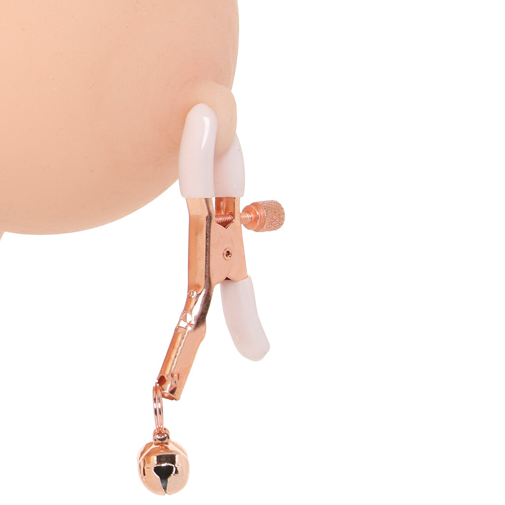 S&M Peaches 'n CreaMe Bell Nipple Clamps: Adjustable Luxury, Rose Gold Chimes & Body-Safe Comfort