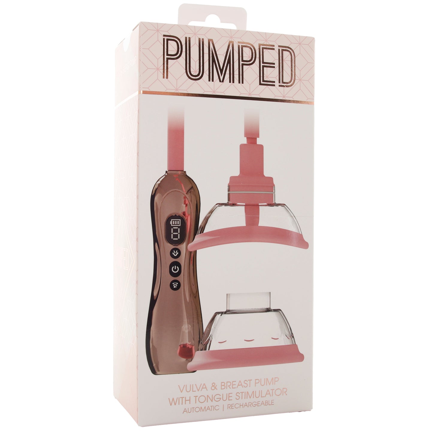 Pumped Vulva & Breast Auto Suction Set with Tongue in Rose