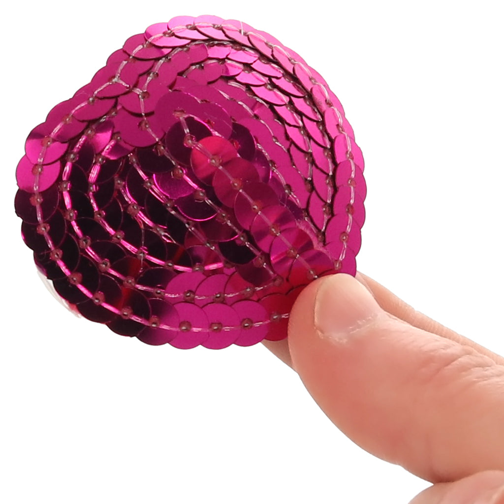 Nipple Couture: Pink Sequin Heart Nipple Covers - Dazzling & Reusable