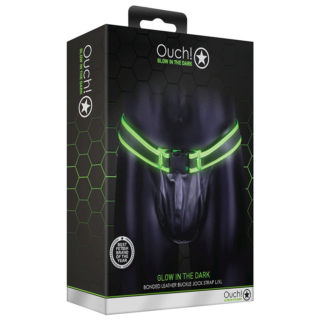 Ouch! Luminous Desire: Glow In The Dark Front Buckle Jockstrap (L/XL)