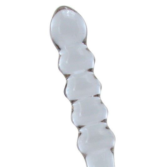 gläs Purple Rain Ribbed Glass Dildo