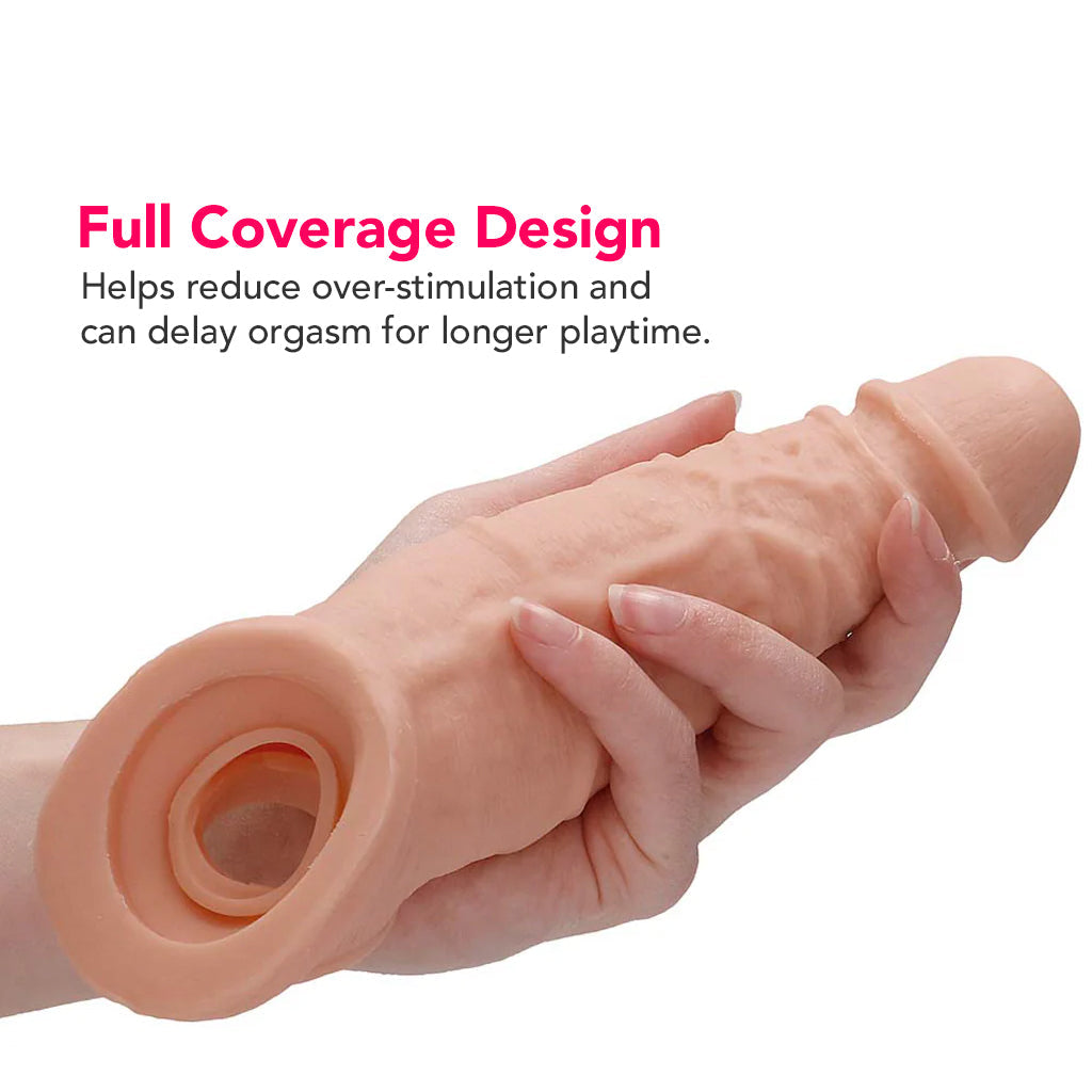 RealRock Penis Sleeve 9 Inch Extender in White
