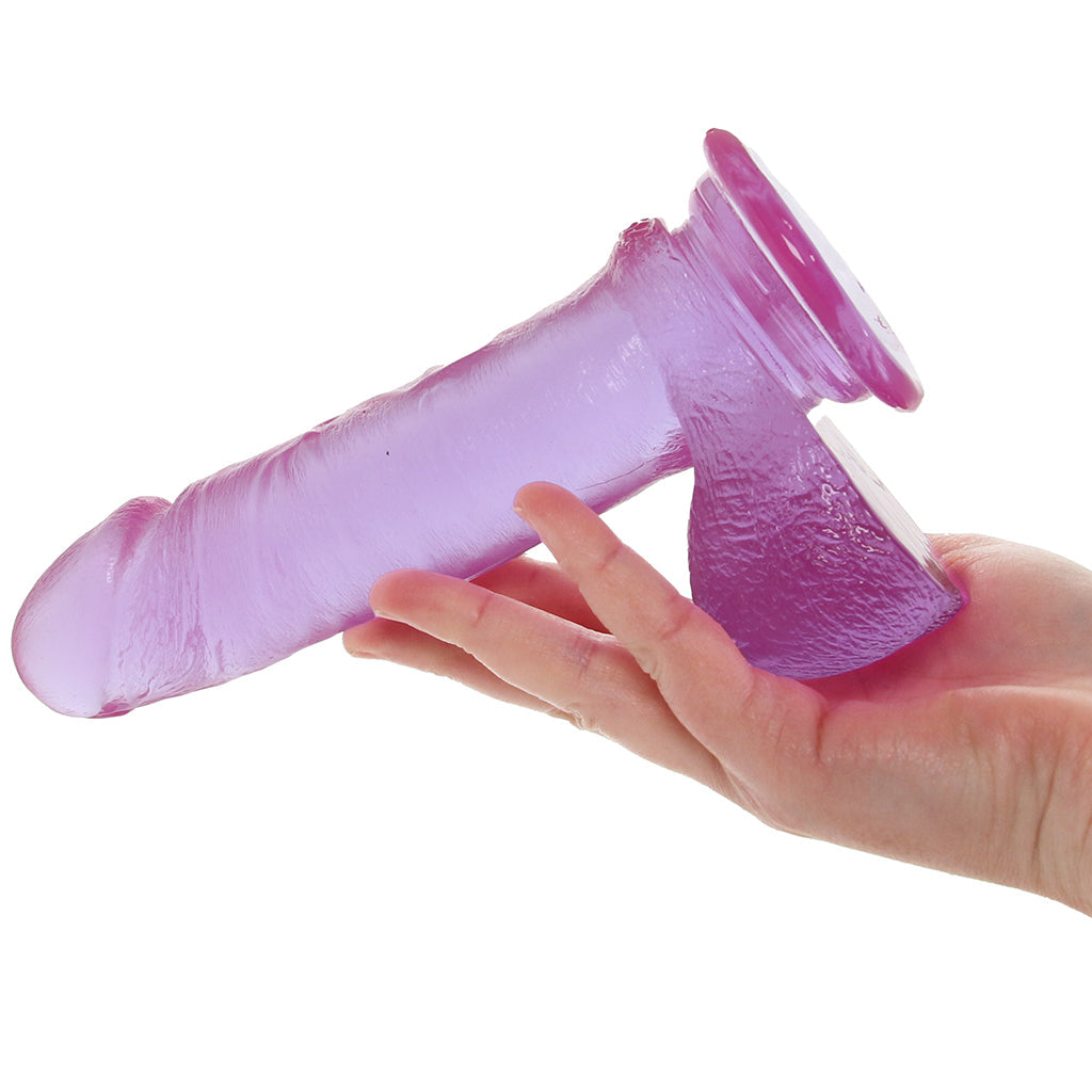 Crystal Jellies 7 Inch Realistic Cock with Balls in Purple