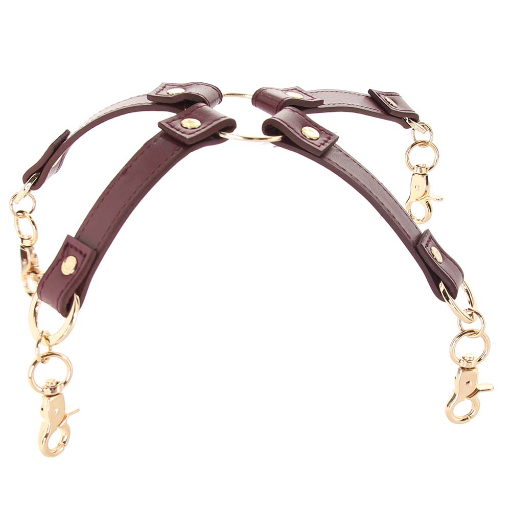 Ouch! Halo Hogtie Connector | Burgundy Vegan Leather Restraint for Elevated Play