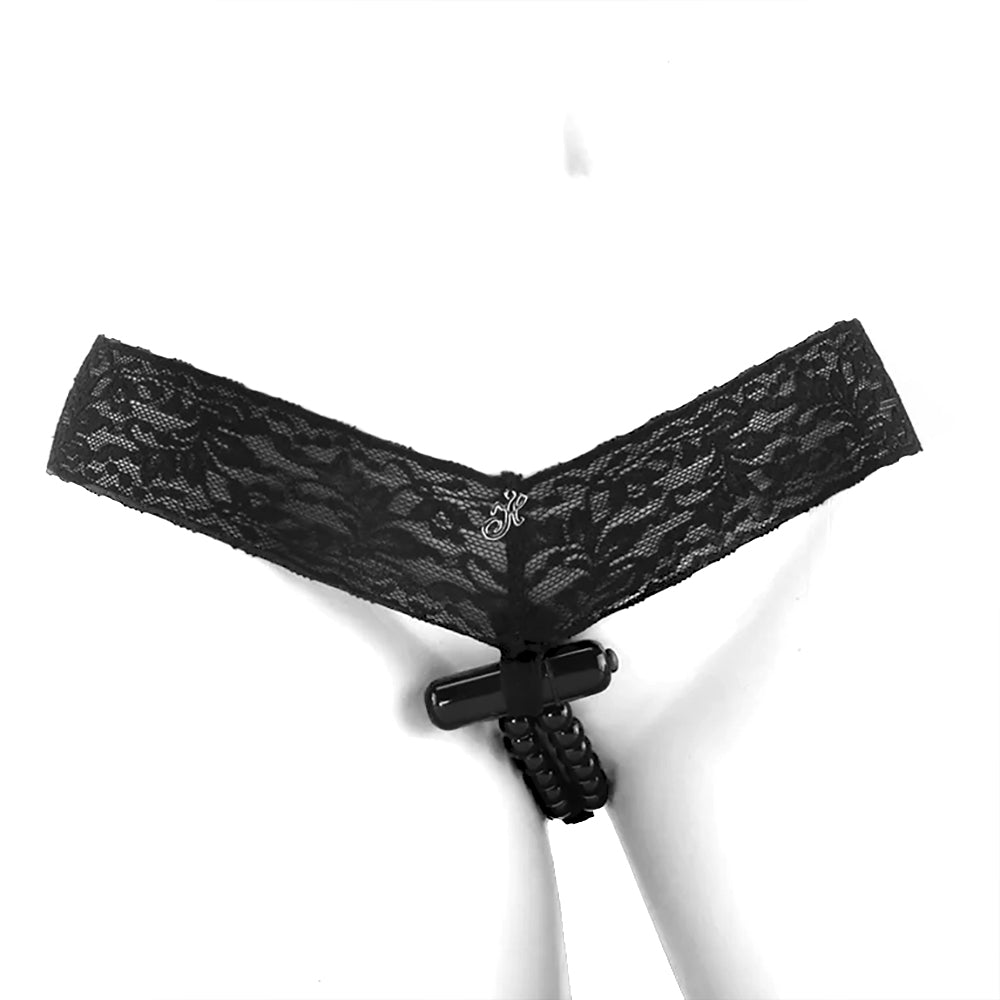 Hustler Crotchless Vibrating Panties with Pleasure Beads /M - Vibrators - HoneyHugs Canada